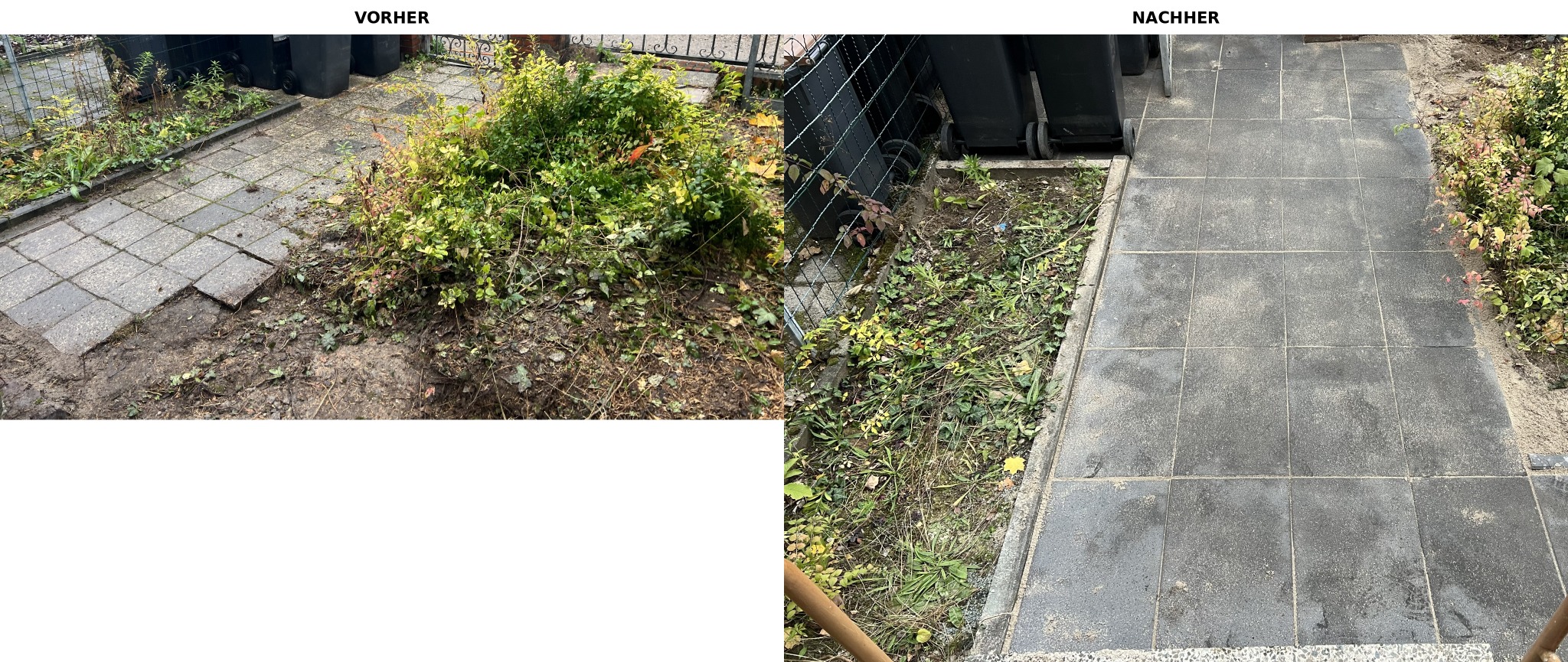 Abgeschlossenes Gartenprojekt mit Vorher-Nachher-Vergleich