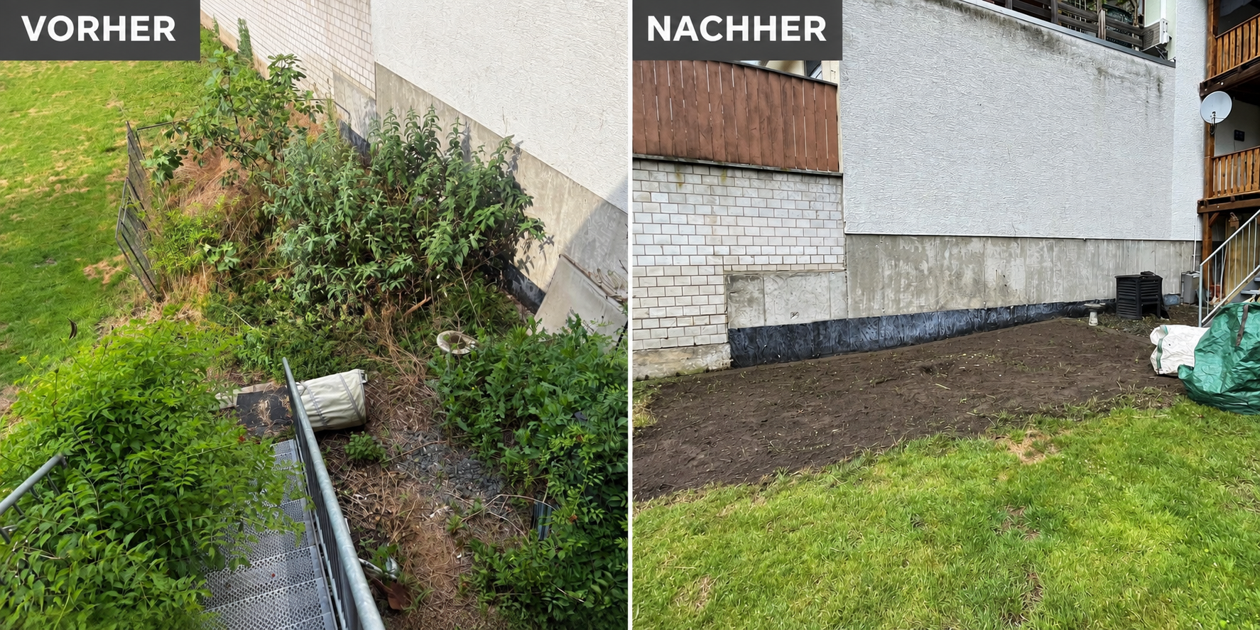 Abgeschlossenes Gartenprojekt mit Vorher-Nachher-Vergleich