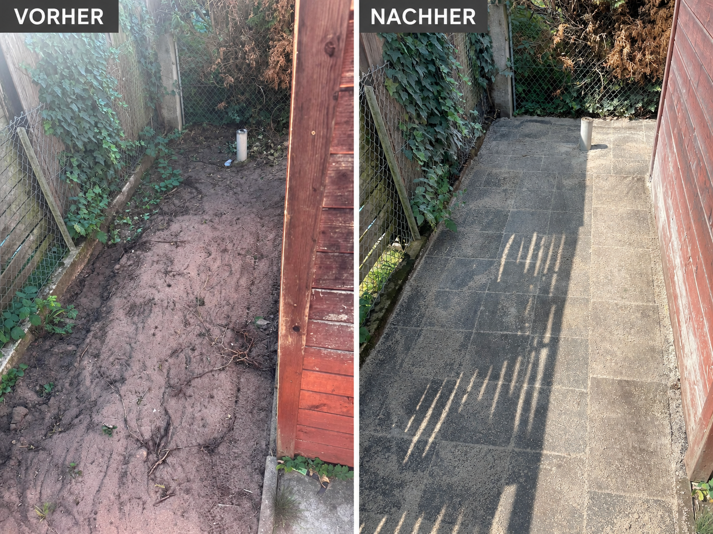 Abgeschlossenes Gartenprojekt mit Vorher-Nachher-Vergleich